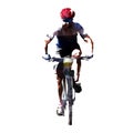 Cycling, polygonal vector mountain biker cyclist on his bike, fr Royalty Free Stock Photo