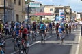 Cycling race crosses the streets of the city.