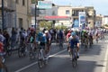 Cycling race crosses the streets of the city.