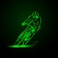 Cycling race. Front view. Neon illustration. Royalty Free Stock Photo