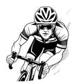 Cycling race stylized symbol, outlined cyclist vector