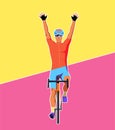 Cycling race winner vector flat design illustration