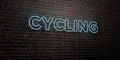 CYCLING -Realistic Neon Sign on Brick Wall background - 3D rendered royalty free stock image Royalty Free Stock Photo