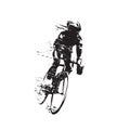 Cycling, road cyclist rides bike, front view isolated vector silhouette Royalty Free Stock Photo