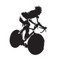 Cycling road race, cyclist vector silhouette