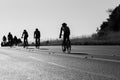 Cycling Road Silhouetted Black White