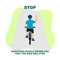 Cycling rules for traffic safety, stop bicycle hand signals. Royalty Free Stock Photo