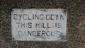 Cycling sign warning of hill