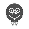 Cycling Smile, Positive Smiley or Smiling Face. Skull Vector Icon with Beard Made of Bike or Bicycle Chain