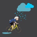 Cycling sport bicycle man in the rain Royalty Free Stock Photo