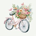 Cycling through Spring: Beautiful Flower-Filled Baskets AI Generated