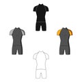 A cycling suit for riding a bicycle. Clothes cycling.Cyclist outfit single icon in cartoon style vector symbol stock