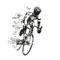 Cycling theme, scratched vector silhouette Royalty Free Stock Photo