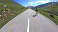 Cycling, to the summit. French Alps. Royalty Free Stock Photo