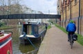 Cycling on the towpath. Grand Union Canal