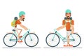 Cycling Travel Geek Hipster Lifestyle Ride Bicycle Concept Planning Summer Vacation Tourism Journey Symbol Man Bike Flat