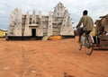 Cycling for the worship in a clay African mosque