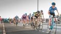 Cyclist in acceleration during a night race Royalty Free Stock Photo