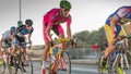 Cyclist in acceleration during a night race Royalty Free Stock Photo