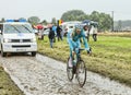 The Cyclist Alessandro Vanotti on a Cobbled Road - Tour de Franc