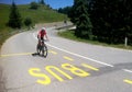 Cyclist in Alpe di Siusi Royalty Free Stock Photo