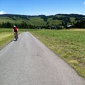 Cyclist in Alpe di Siusi