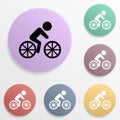 Cyclist badge color set icon. Simple glyph, flat vector of sport icons for ui and ux, website or mobile application Royalty Free Stock Photo