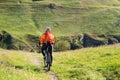 Cyclist on the Beautiful Meadow Trail Royalty Free Stock Photo