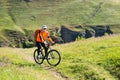 Cyclist on the Beautiful Meadow Trail Royalty Free Stock Photo