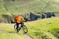 Cyclist on the Beautiful Meadow Trail Royalty Free Stock Photo