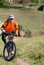 Cyclist on the Beautiful Meadow Trail Royalty Free Stock Photo