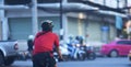 Cyclist on bicycle with helmet waiting for cross junction in healthy exercise concept