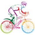 Cyclist on a bicycle. Sports bike. Bicycle helmet. Man riding a bike. Royalty Free Stock Photo