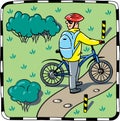 Cyclist with a bike.