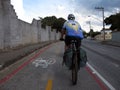 Cyclist on a bike path in Brazil