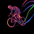 Cyclist in a bike race. Color vector clipart Royalty Free Stock Photo