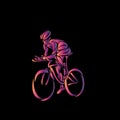 Cyclist in a bike race. Color vector clipart Royalty Free Stock Photo