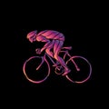 Cyclist in a bike race. Neon vector clipart Royalty Free Stock Photo