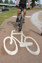 Cyclist on bike route Royalty Free Stock Photo