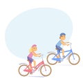 Cyclist children on bike