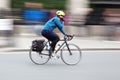 Cyclist in the city in motion blur