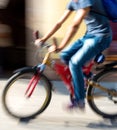 Cyclist on the city roadway Royalty Free Stock Photo