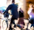 Cyclist on the city roadway Royalty Free Stock Photo