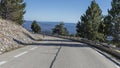 Cyclist climbing Mont Ventoux on his cycle