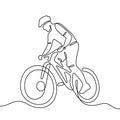Cyclist continuous line vector illustration