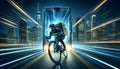 Urban Cyclist Emerging from Smartphone Screen