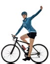 Cyclist cycling riding bicycle woman isolated white background c
