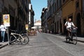 A despatch rider cyclist in Florence, Italy