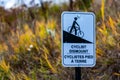 Cyclist Dismount Sign Bilingual English and French