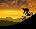 cyclist on downhill bike Royalty Free Stock Photo